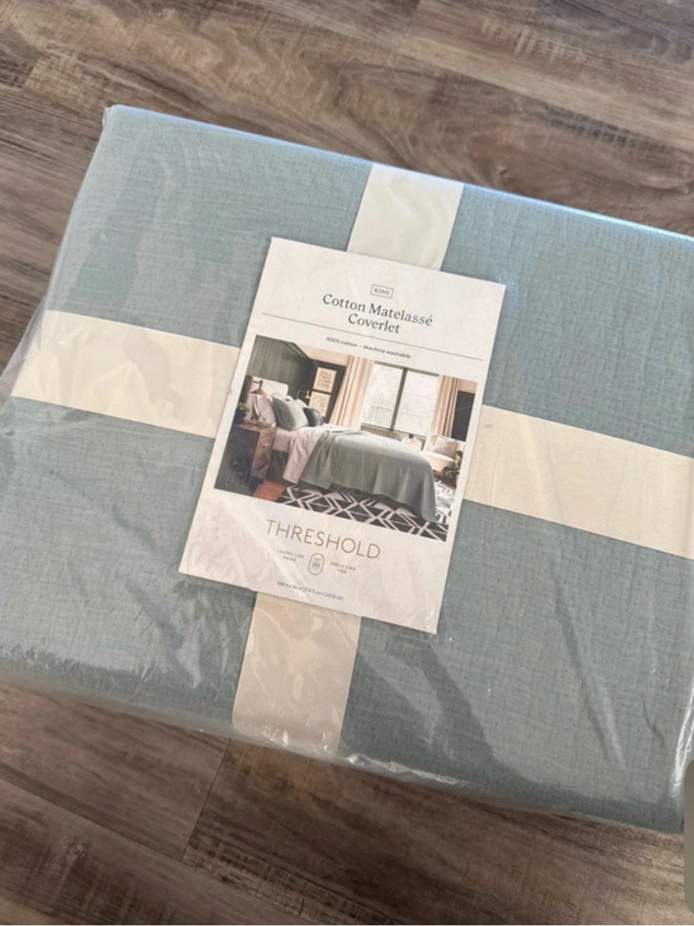 Threshold Cotton Matelassé Coverlet in Pale Blue